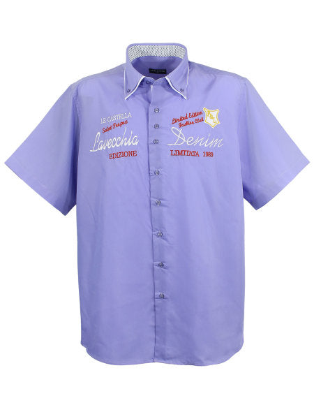 MOŠKA SRAJCA s kratkimi rokavi Lavecchia 211 modra 3XL 4XL 7XL